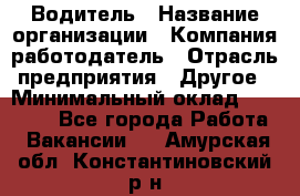 Водитель › Название организации ­ Компания-работодатель › Отрасль предприятия ­ Другое › Минимальный оклад ­ 15 000 - Все города Работа » Вакансии   . Амурская обл.,Константиновский р-н